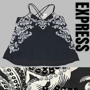 NWT Express Sequin Cami Medium Black & White Formal Top. PRETTY Sexy